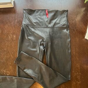SPANX Faux Leather Look High-Waist Leggings in Black
